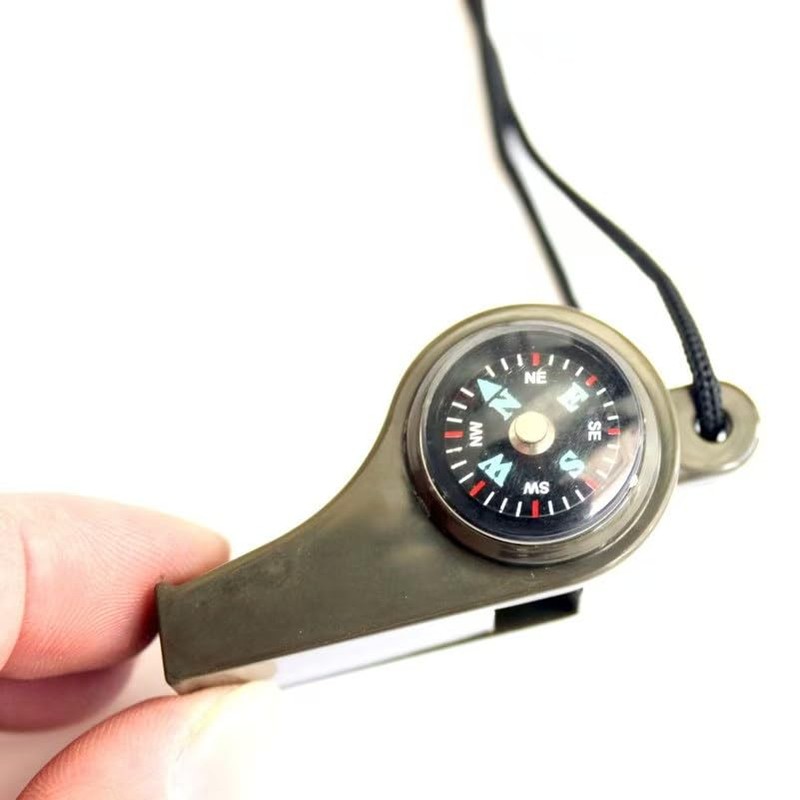 Generic 2-in-1 Emergency Survival Whistle with Compass, Military Green, Outdoor