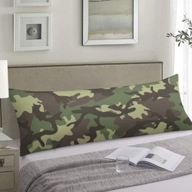 Camouflage Body Pillow Cover Military Army Green Camo Hunting Forest Long Pillow Case Protector with Zipper Decorative Soft Large Pillow Cases Covers Cushion for Bedding,Couch,Sofa,Home Gift 20"x54"
