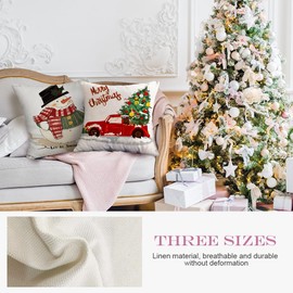 Bseical Christmas Cushion Cover Christmas Cushion Cover Christmas Decoration Indoor Reindeer Decoration Christmas Cushion Cover Winter Pack of 4 Decoration Linen Cushion Cover Christmas (W (45 x 45