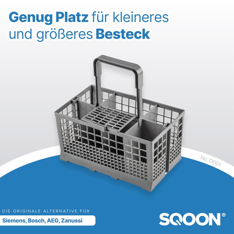 SQOON Dishwasher Basket, Universal Cutlery Basket, Folding Grid Lid, Plastic,
