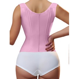 YIANNA Waist Trainer for Women Tummy Control Sports, Workout Hourglass Vest Waist Cincher with Adjustable Shoulder Strap,YA7293-Pink-M