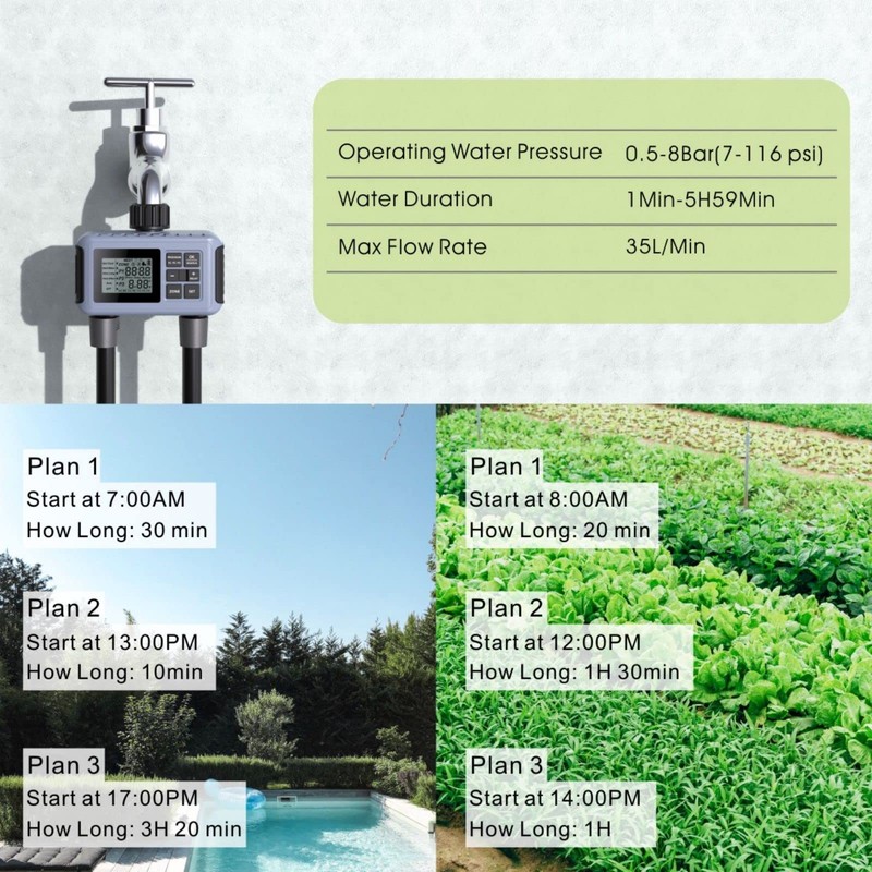 Shrivee Irrigation Computer 2 Outputs, Automatic/Manual Irrigation Control, Garden Watering