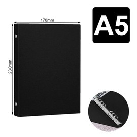 SXIUU A5 Six Ring Binder, Kraft Paper Binder, 6 Ring a5 Binder, 2 Pieces A5 Binders with 6 Rings for Adding Brochure Covers Papers Loose Sheets (Black)