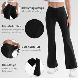 HiBwoBwo 3 Pack Womens Flare Leggings Black Yoga Pants for Women Butt Lifting High Waist Flared Leggings Workout Pants Bootcut