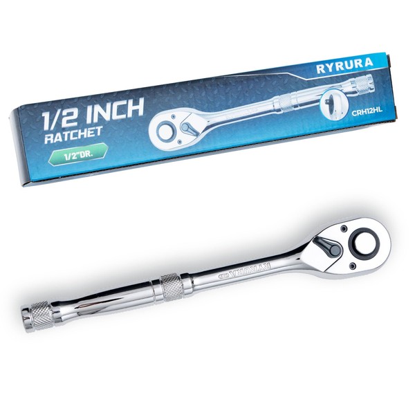 Ryrura 1/2-Inch Drive Ratchet Wrench,Standard Socket Wrench,72-Tooth Quick Release,Reversible Ratcheting