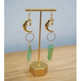 Fashion Jewelry Gold Fashion Jewelry With Moon And Green Crystal Earrings Boho Trendy Astrology
