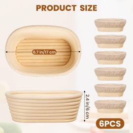 Banneton Bread Proofing Basket, Banneton Basket Set of 6, Oval