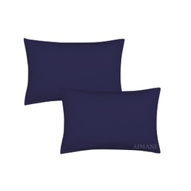 AIMANE® Percale Pair of Housewife Pillowcases 50 x 75 CM Polycotton Easy Care Plain Dyed Pillowcases Envelope Closure (Navy, Housewife Pillowcases)