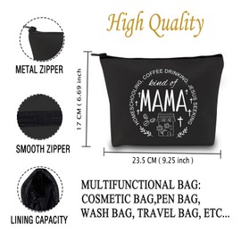JXGZSO Christian Homeschool Mom Gift Jesus Seeking Coffee Drinking Homeschooling Kind of Mama Makeup Bag Homemaker Gift (kind of MAMA B)