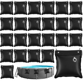 VioraWhite 24 Pack Swimming Pool Cover Hanging Bag Above Ground with Hooks Heavy Duty 11.8" L x 11.8" w Thicker Black PVC Cover Weights for Above Ground Pool Hot Tub Cold Resistant in Winter