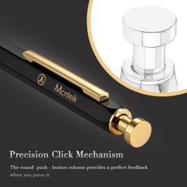 MCNTEIK Black Click Pen With 24K Gold Finish, Fine lacquer work, Exquisite Gel Pen Gift Set for Men & Women, ADMOK Black G2 refill, Office Supplies, Professional, Executive, Nice Retractable Pen