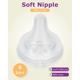 Silicone Nipples for Lansinoh Baby Bottle, Size S,Replacement Bottle Nipple,1m+,Slow Flow, 6 Count