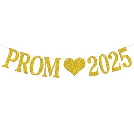 Prom 2025 Banner, 2025 Prom Night Bunting Decorations, Class of 2025 Graduation Party Decorations, College High School Grad Party Supplies, Gold Glitter