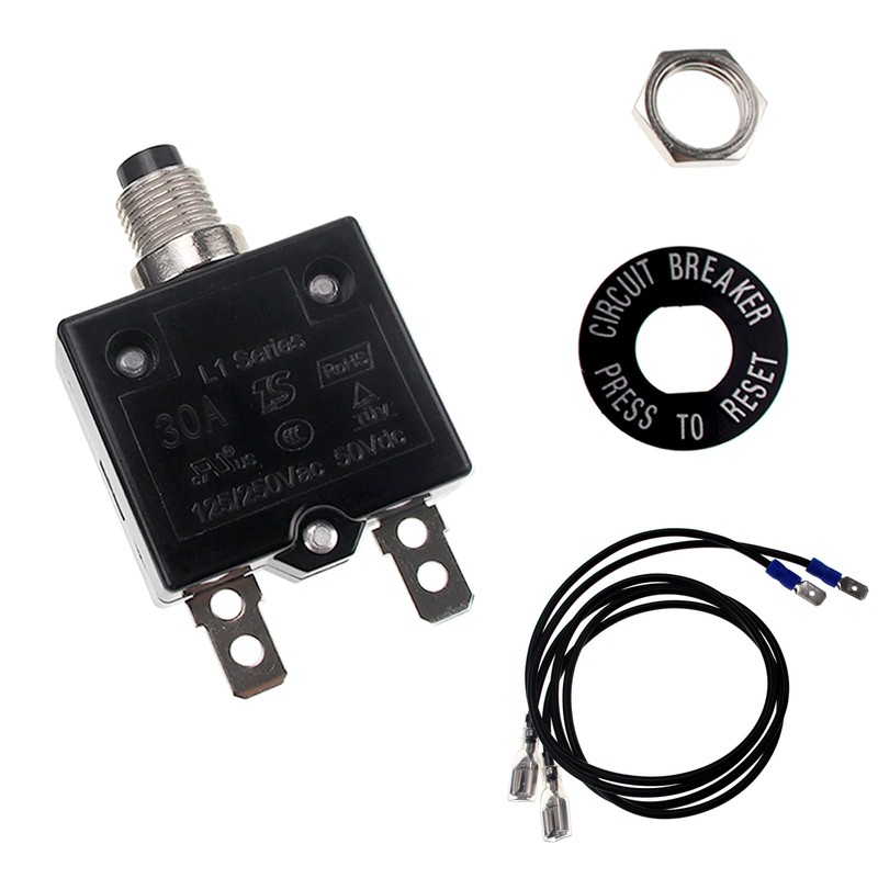 RKURCK 125-250V AC 50V DC Push Button Circuit Breaker 30Amp