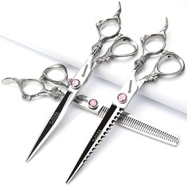 6/7/7.5/8/9 Inch Professional Hair Scissors, Hairdressing Scissors, Cutting Scissors, Dragon Head Handle (Large) (7-Inch Pack of 3)