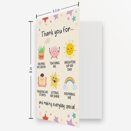 OJsensai Cute Teacher Thank You Card, Best Appreciation Gifts for Daycare Preschool Teacher, Thank You for Helping Me Grow