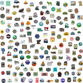 Pack of 200 stickers, outdoor adventure stickers, vintage travel outdoor labels, waterproof vinyl stickers for laptop, skateboard, car, suitcase, VSCO aesthetic sticker