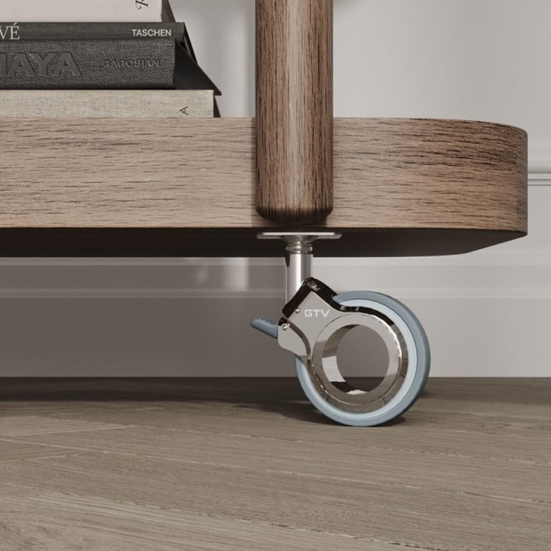 MS Beschläge High-quality furniture transport castor, floor-friendly, grey castor, chrome