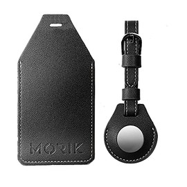 MORIK Secret AirTag Leather Luggage Tag, Detachable AirTag Holder, Leather Key Ring, Golf Bag AirTag Accessory