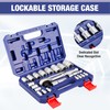 WORKPRO 22-Piece Socket Set with 3-in-1 Ratchet Handle, 1/4, 3/8,