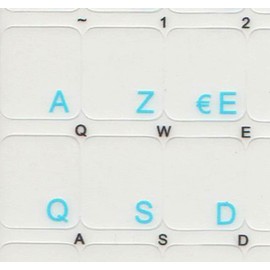 Online-Welcome French Azerty Transparent Keyboard Label Blue