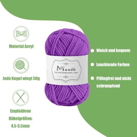 Maxee Crochet Yarn 500 g (50 g x 10 Colours), Acrylic Wool for Knitting, Yarn for Crochet and Knitting, hand-knitting yarn Set, Cotton Yarn for Crochet, Wool for Knitting and Crafts
