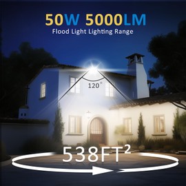 ZHPINGMX 50W LED Flood Light Outdoor, 5000LM Super Bright Floodlight Outside Work Light with Plug, 6500K Daylight White LED Flood Light Outdoor, IP66 Waterproof Outdoor Flood Light-1Pack