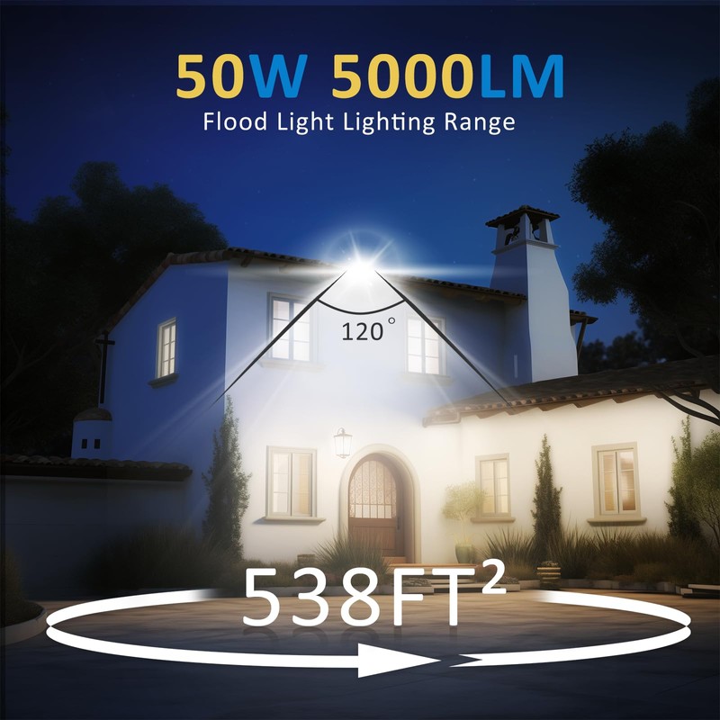 ZHPINGMX 50W LED Flood Light Outdoor, 5000LM Super Bright Floodlight
