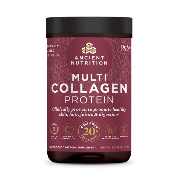 Ancient Nutrition Multi Collagen Powder Protein with Probiotics Unflavored (Unflavored, 24 Servings)