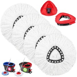 Mop Replacement Heads 4 Pcs & 1Scrub Brush & 1 Base Combo for Ocedar Easywring 1-Tank System,Microfiber Spin Mop Replacement Head,Machine Washable for Bathroom,Kitchen,Tub and Tile