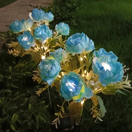 2pcs Solar-Powered Peony Flower Light, IP65 Waterproof, 14 Fancy Lights Artificial LED Blooms (84LED), Outdoor Garden Lawncolor: Blue Exquisite Peony