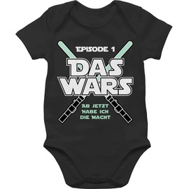 Shirtracer - Newborn Baby Gift - Das Wars Jetzt Habe Ich Die Macht Baby Short-Sleeved Bodysuit for Boys and Girls - 03 Black