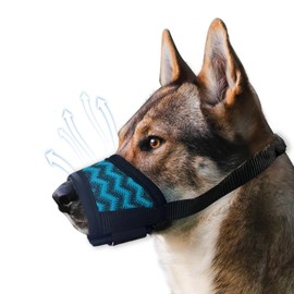 Dog Muzzle, Soft Mesh Muzzle for Small Medium Large Dogs Chihuahua Poodles Beagle Dachshund Corgis Labrador, Puppy Muzzle for Biting Chewing Grooming (Blue, Size: L-(Snout 8¼”-9”))