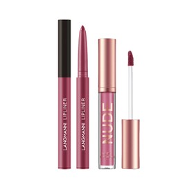 2 PCS Lip Liner and Lipstick Set - Lip Gloss Set Matte Liquid Lipsticks Long Lasting Non-Fading Waterproof Lipstick Makeup Set Gift for Women (02#, 27g)