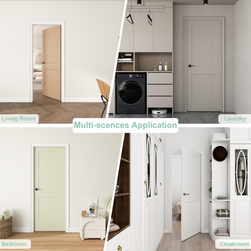 JUBEST 24"x80" 2-Panel Shaker Style White Primed Hollow Core Interior