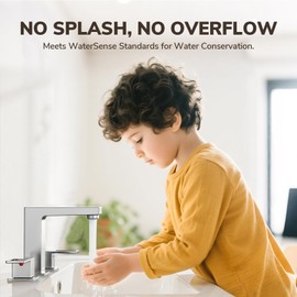 HURRAN 8 Inch Widespread Bathroom Faucet 3 Hole Nickel-2 Handle Square Bathroom Sink Faucet with Pop-Up Drain & Supply Lines, Lead-Free SUS 304 Stainless Steel for 6-12" Vanity Sink Remodel