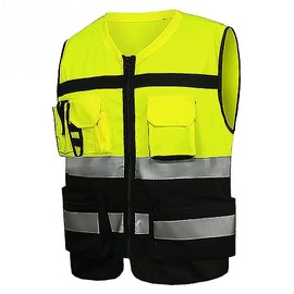 High Visibility Reflective Vests Hi Viz High Vis Visibility Vests, 2 Band Reflective Security Work Contractor Safety Vest Waistcoat Jacket, Outdoor Work Vest Size L-3XL (1 Pack, Yellow, XL)