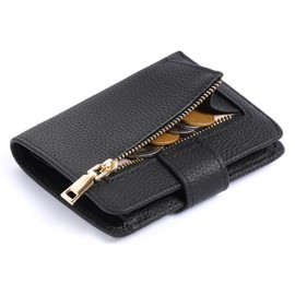 FALAN MULE Women's Wallet RFID Blocking Leather Small Compact Tri-Folded Card Holder Ladies Purse with ID Window and Zipper Coin Pocket