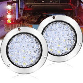 Ygmylandbb LED Truck Tail Lamp Trailer Tail Light 24V Back Lamp Universal Round Truck Trailer Boat Tail Light White with 1 Panel on Lens Set of 2