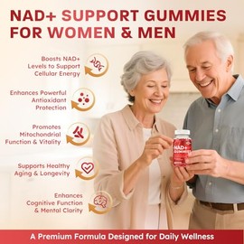 Gomitas de suplemento NAD+, suplemento de reveratrol NAD para mujeres y hombres, ribósido de nicotinamida con TMG, ALA, PQQ, CoQ10, quercetina para an