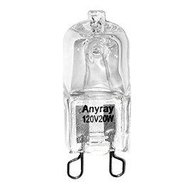 Anyray A1712S (1)-Bulb 20 Watt G9 Short T4 20W Clear Halogen Bulb Bi Pin 120 Volt 20Watt 1-3/8" Long