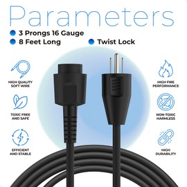 ANTOBLE 399063-02 399063-00 Router Cord Compatible with DW618 DW616 Router Replacement Power Cord Set Power Tool Parts Accessories, 3 Prongs, 16 Gauge, 8 Ft