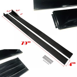 SDeelCase 79" Gloss Black Side Skirt Splitter Flat Under Body Extension Lip For Ford Chevy