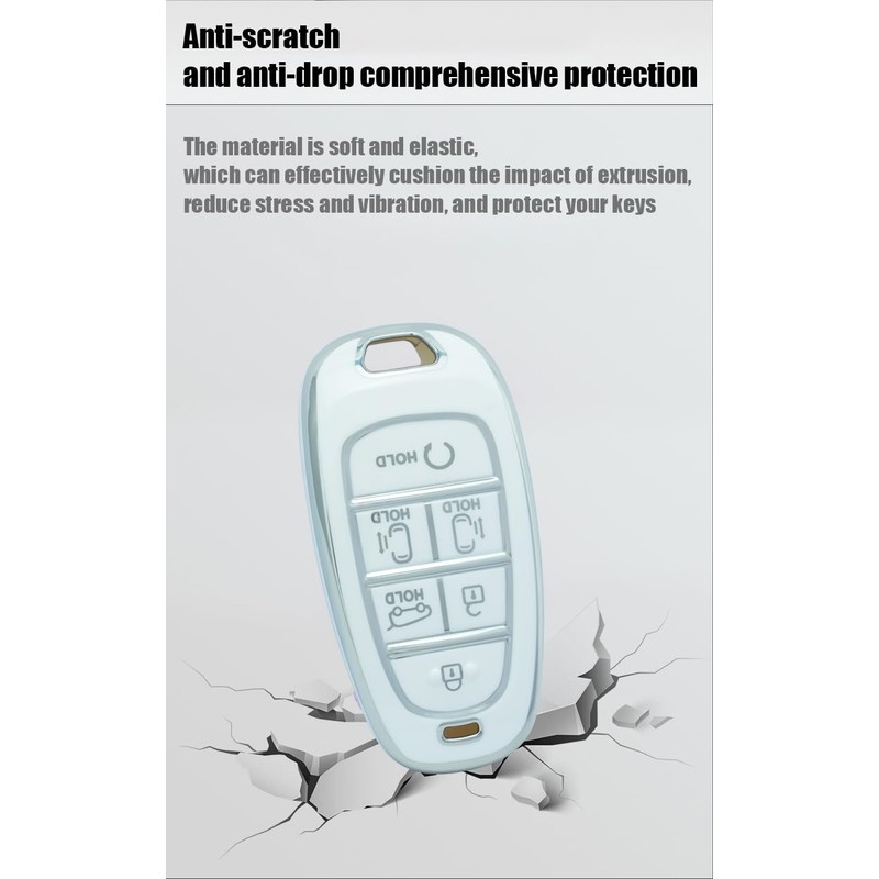 HIBEYO 6 Button Key Fob Cover for Hyundai Sonata Santa