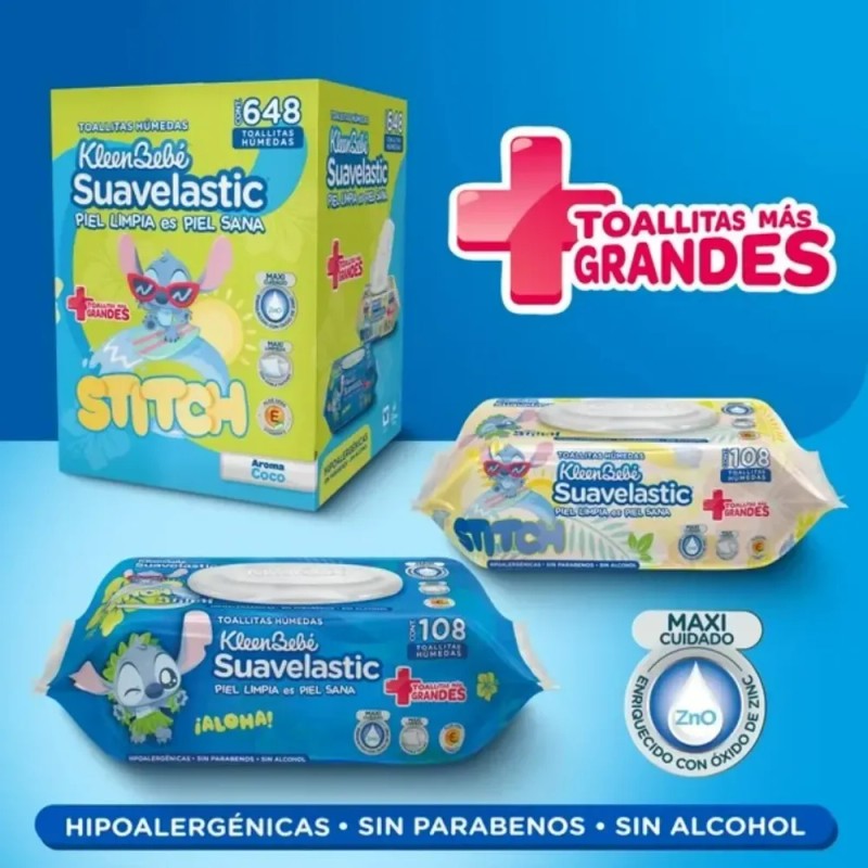 Toallitas Húmedas Kleenbebé Aroma Coco 6 Packs De 108 Pzas