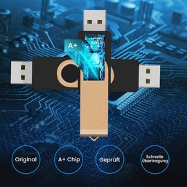 TEWENE USB Stick 2GB Pack of 10 with Lanyards Rotating Foldable USB 2.0 Memory Stick Pendrive USB Flash Drive (2GB, Pack of 10) Gold