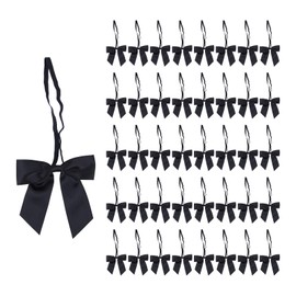Meseey Stretch Elastic Loops with Pre-Tied Ribbon Bows for Gift Wrapping,Baby Showers, Weddings, Christmas Boxes (3", Black)