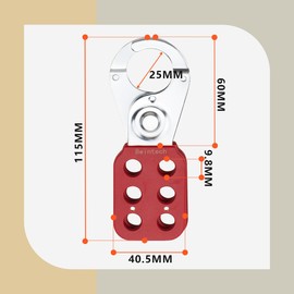 Bwintech 5 Pcs Red Jaw Steel Lockout Hasp Tagout Hasp for Padlocks, with 6 Holes Interlock