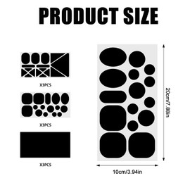 9 Sheets Down Jacket Patches, 3 Styles Self Adhesive Puffer Jacket Fabric Patches Nylon Repair Patches Washable Fabric Repair Tapes for Jackets Coats Sleeping Bags Clothes Clothing Tents (Black)