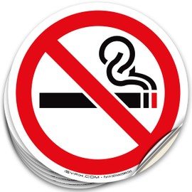 iSYFIX No Smoking Stickers Decals for Inside Windows - 6 Pack 5x5 Inch - Premium Vinyl Labels, Laminated for UV, Weather, Scratch, Water & Fade Resistance for Business, Schools, Stores, and Office